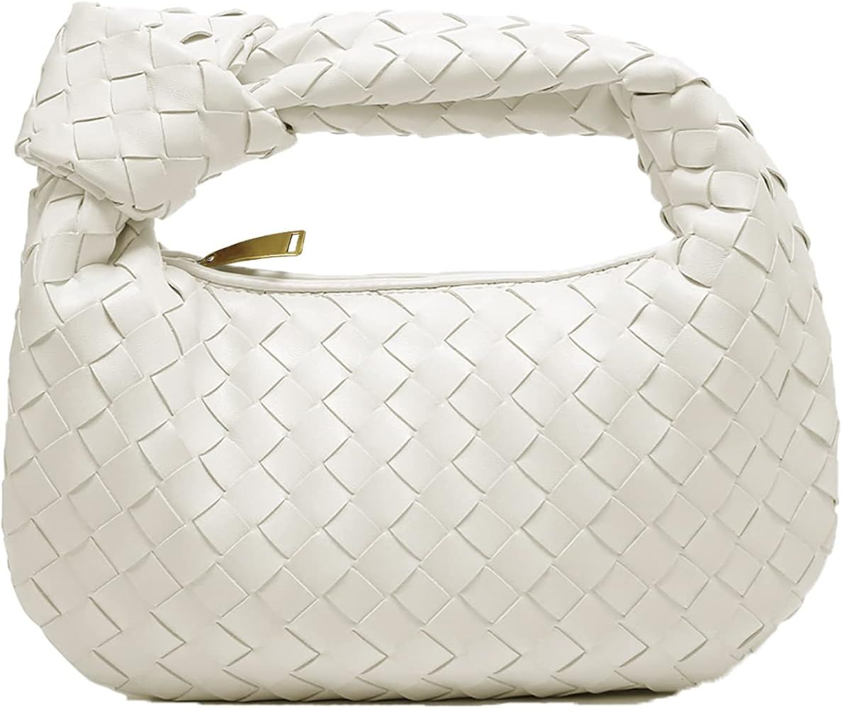 Women Soft PU Leather Hobo Bag Handmade Woven Handbag Knotted Casual Dumpling Pouch Woven Clutch ... | Amazon (US)