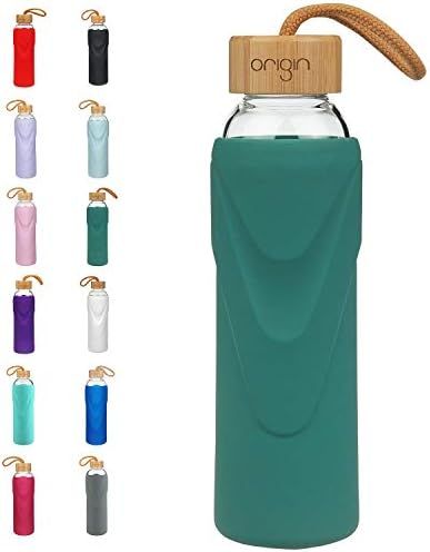 Origin Best BPA-Free Borosilicate Glass Water Bottle with Protective Silicone Sleeve and Bamboo L... | Amazon (US)