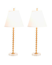 2pk 29in Stacked Hour Glass Buffet Lamps With Tapered Shades | TJ Maxx