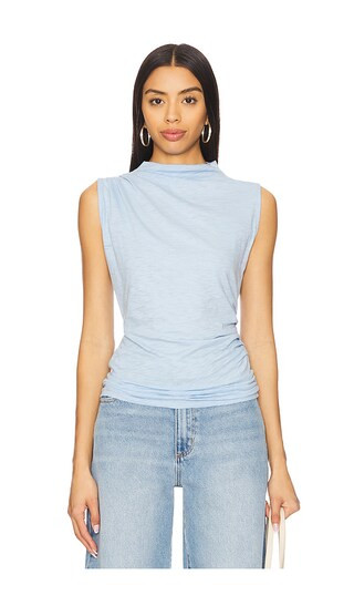 Sleeveless Draped Top in Placid | Revolve Clothing (Global)