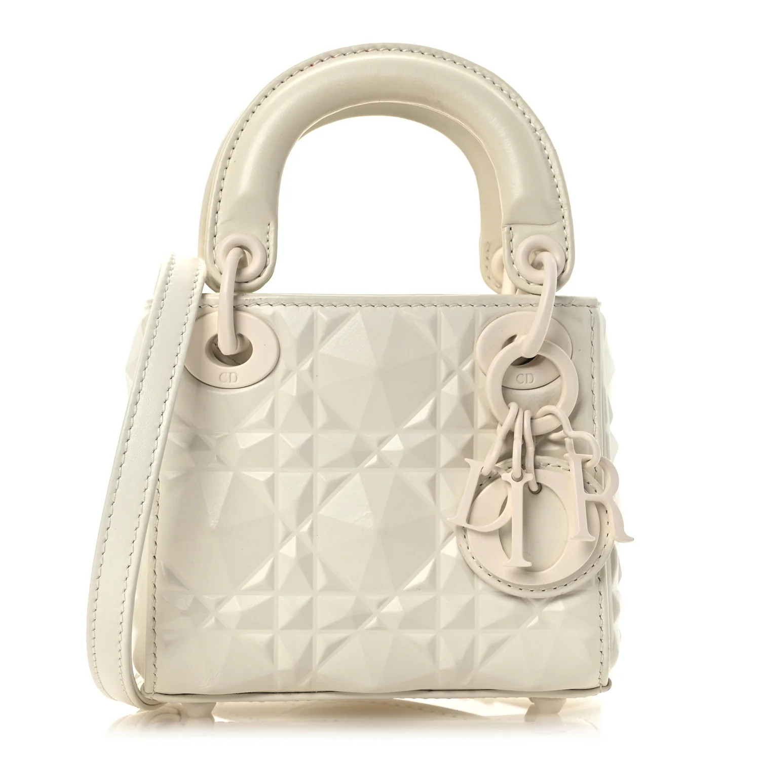 Calfskin Cannage Diamond Micro Lady Dior Latte | FASHIONPHILE (US)