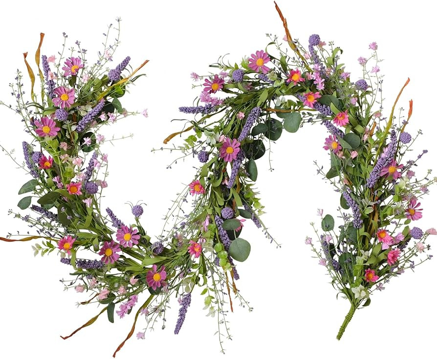 Bibelot 70inch/5.9Ft Spring/Summer Garland with Flowers, Artificial Fake Flower Greenery Garland ... | Amazon (US)