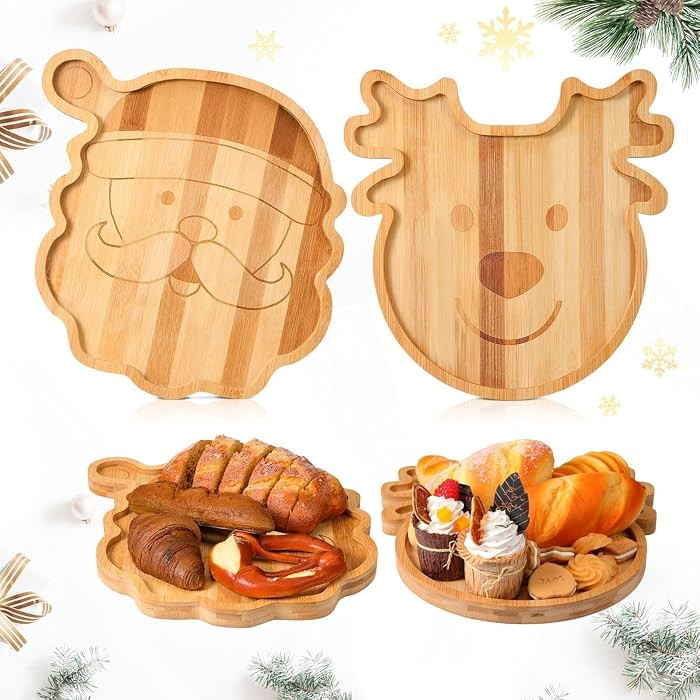 Christmas Santa & Reindeer Serving Plate Tray Charcuterie Board | Amazon (US)