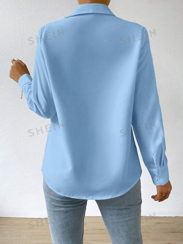 SHEIN EZwear Women's Solid Color Long Sleeve Shirt/Blouse | SHEIN