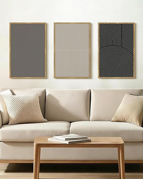 Drsoum Minimalist Abstract Wall Art Framed Modern Boho Neutral Line Wall Decor Mid Century Geomet... | Amazon (US)