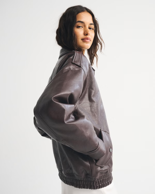 Vegan Leather Bomber Jacket | Abercrombie & Fitch (US)