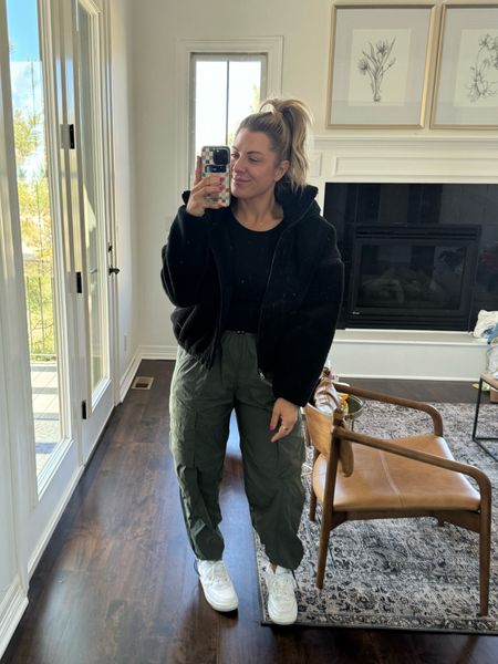 Cozy joggers outfit! Love stying up these Abercrombie joggers for a warm and easy outfit! 

Abercrombie, Alo yoga, spring mom outfit, casual mom outfit, joggers, Sherpa jacket, nicki entenmann 

#LTKSeasonal #LTKstyletip #LTKfitness