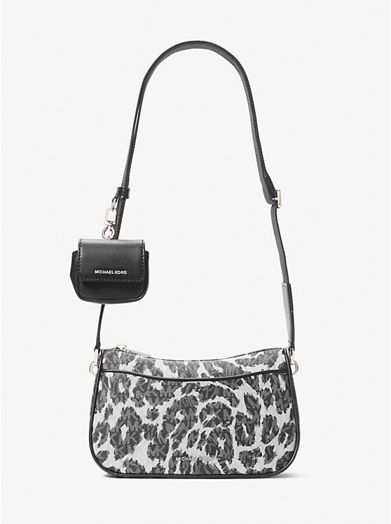 Jet Set Medium Leopard Logo Crossbody Bag with Case for Apple AirPods Pro® | Michael Kors US