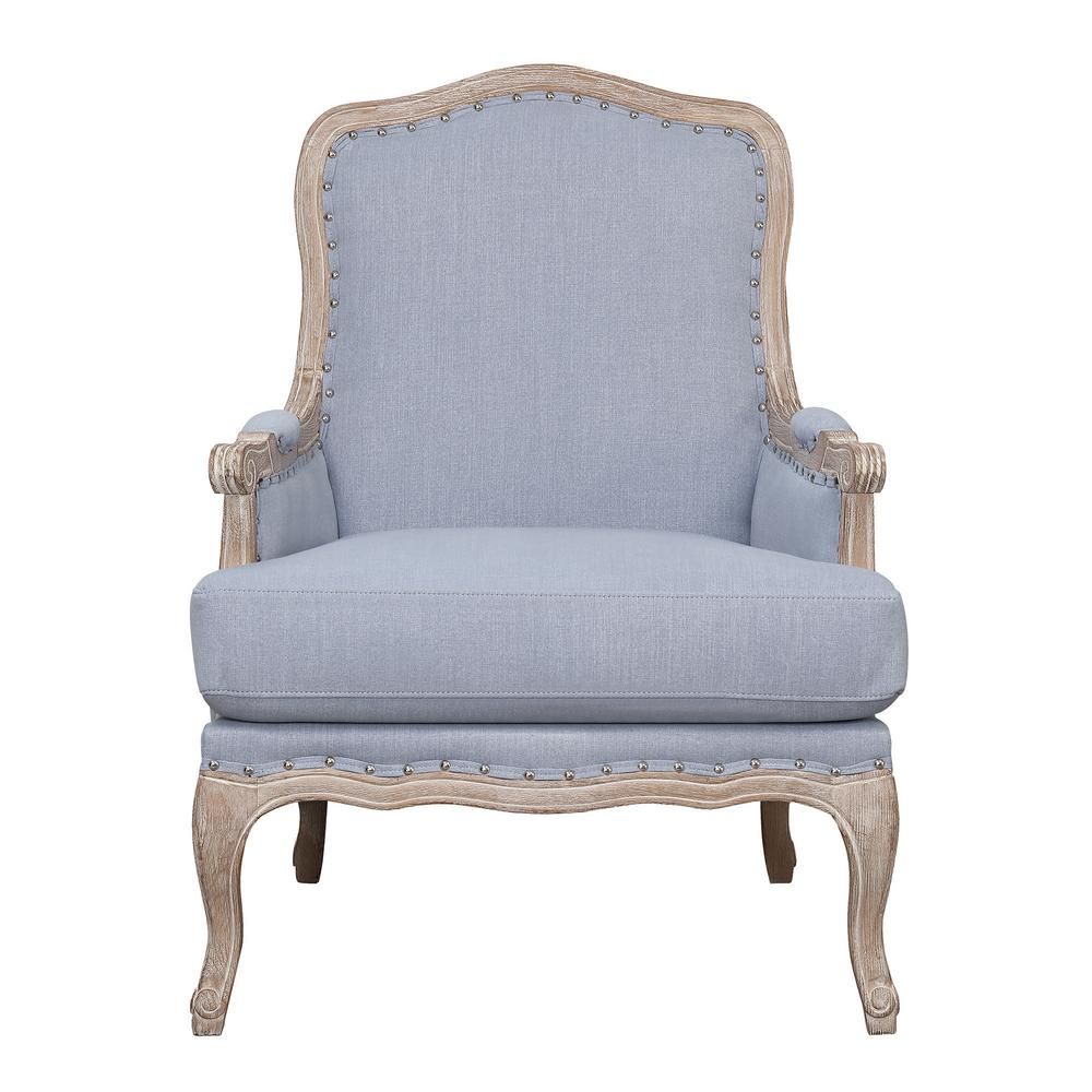 Picket House Furnishings Regal Light Blue Accent Chair, Light Blue with Distressed Legs | The Home Depot