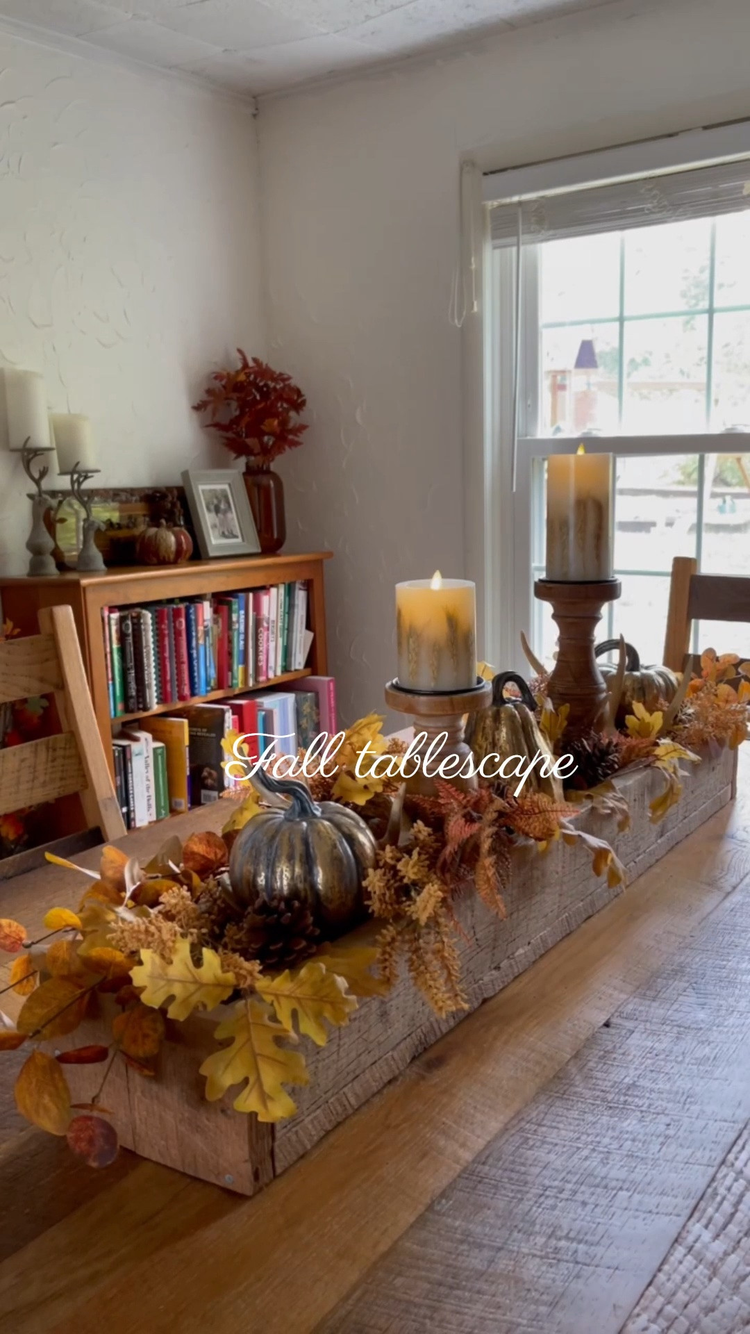 Fall dining room tablescape decor using wooden planter box, pumpkins and @Michaels floral stems

#LTKSeasonal #LTKHome #LTKSaleAlert