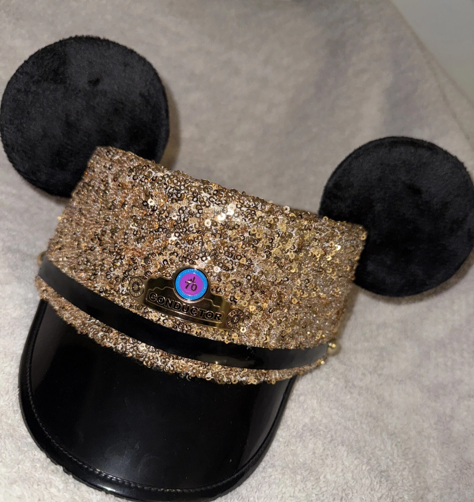 Disneyland 70th Gold Anniversary Conductor Mickey Ear Hat Size S/M Disney Parks | eBay US