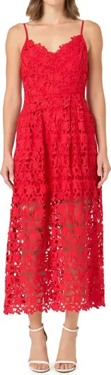 Lace Spaghetti Strap Midi Dress | Nordstrom