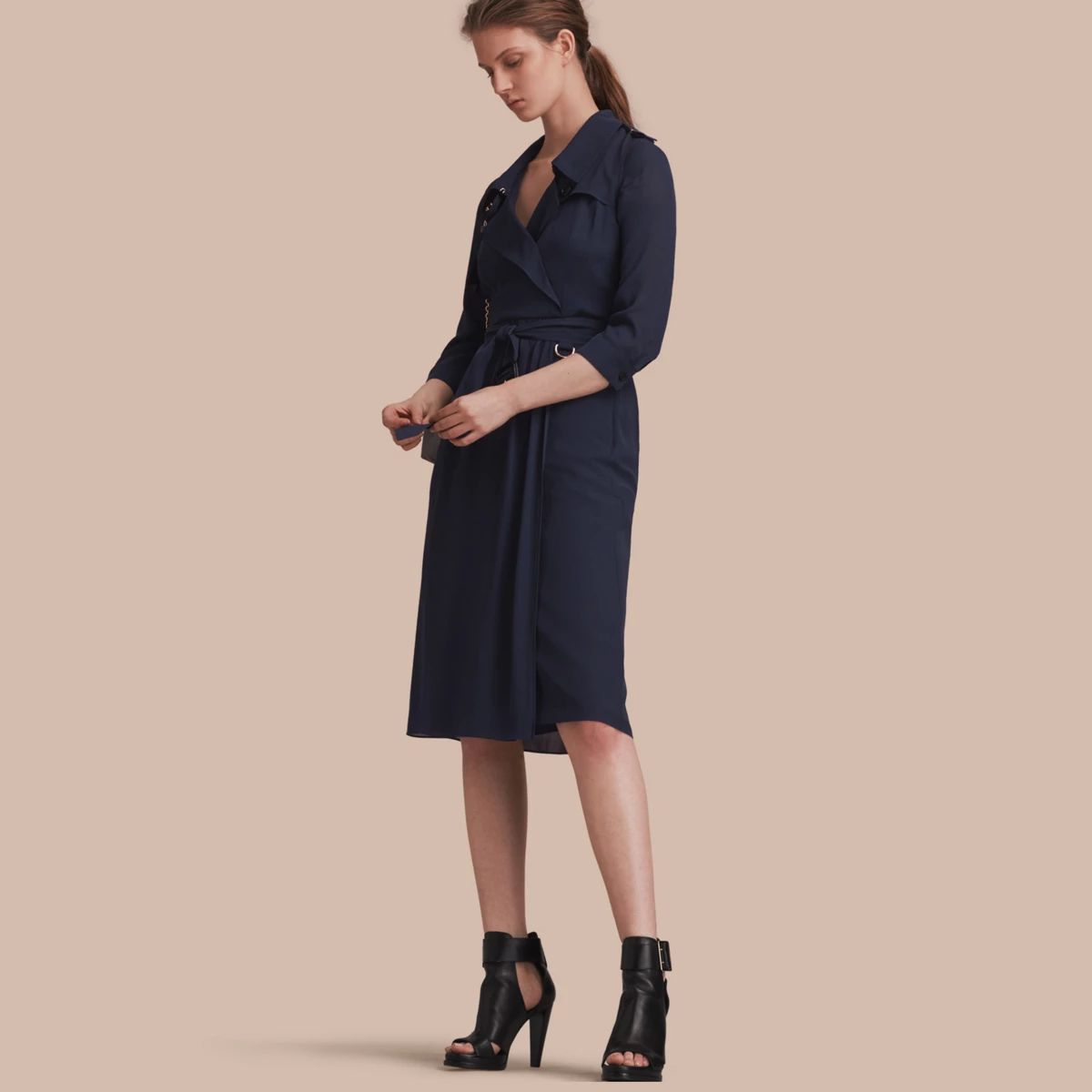 Burberry Silk Wrap Trench Dress, Size: 02, Blue | Burberry (US)