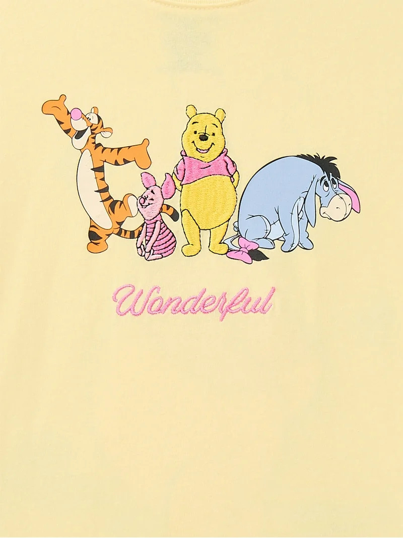 Winnie the Pooh Girls Embroidered Graphic Tee with Short Sleeves, Sizes 4-16 | Walmart (US)