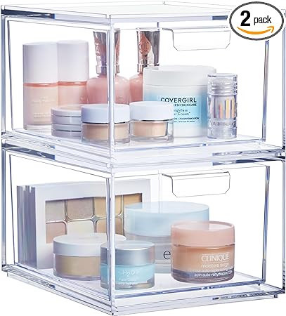 STORi Audrey Stackable Clear Bin Plastic Organizer Drawers | 2 Piece Set | Organize Cosmetics and... | Amazon (US)
