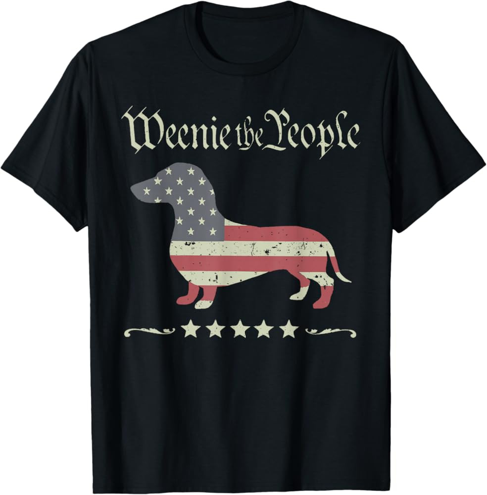 Merica Dog Dachshund Vintage Weenie The People Patriotic T-Shirt | Amazon (US)