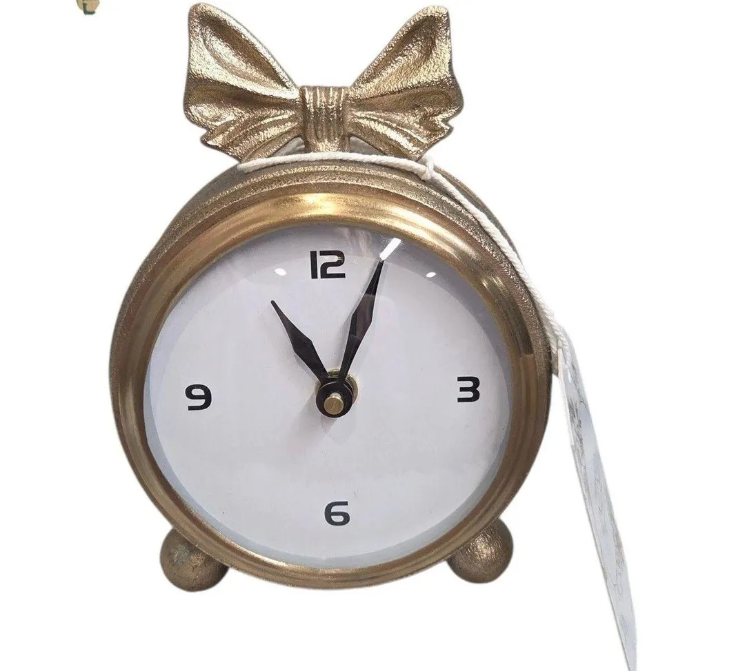 Vintage Style Gold Bow Alarm Clock Cute Retro Desk Clock, Mantel Decor Metal - Etsy | Etsy (US)