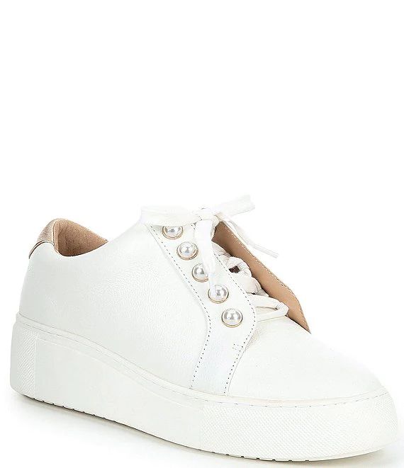 Wrenna Pearl Stud Embellished Leather Platform Sneakers | Dillard's