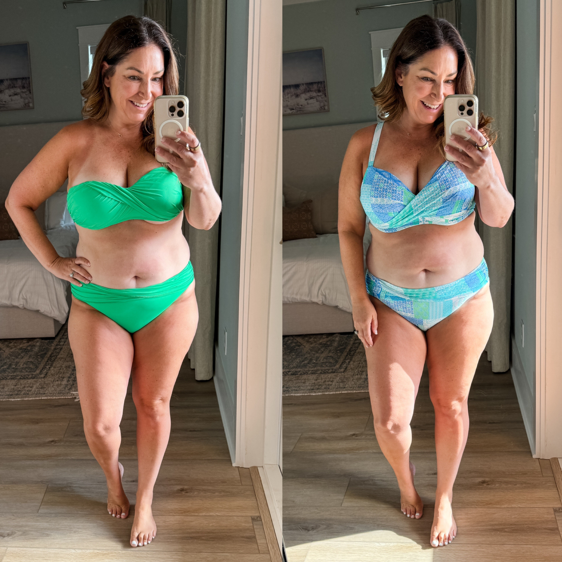 Bikini sale these fit tts (even size down if inbetween) wearing 12 bottoms and 12 strapless (little small) and 38DD cross back ( love the extra coverage) 

#LTKSaleAlert #LTKMidsize #LTKSwim