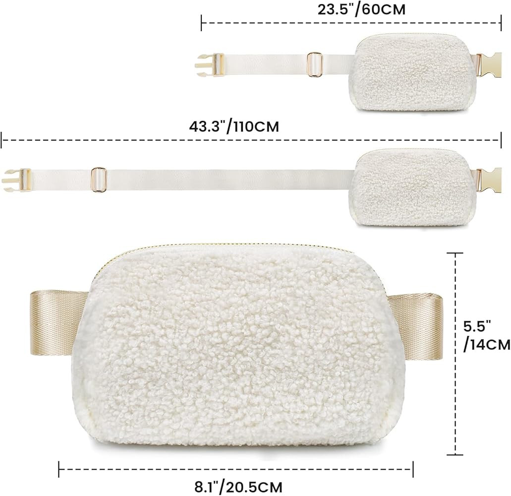 Fleece Belt Bag for Women, Sherpa Fanny Pack Crossbody Bags for Women Men Everywhere Belt Bag wit... | Amazon (US)