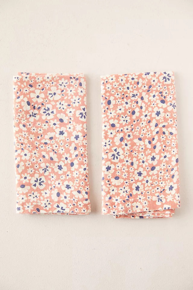 Pink Blossoms Linen Napkins, Set of 2 | Anthropologie (US)
