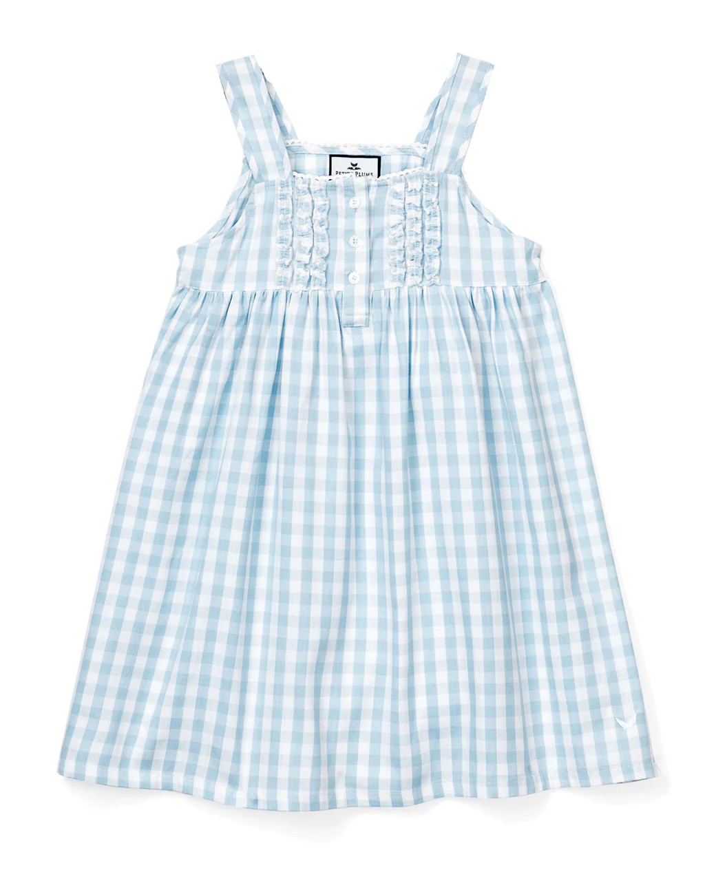 Children's Light Blue Gingham Charlotte Nightgown | Petite Plume