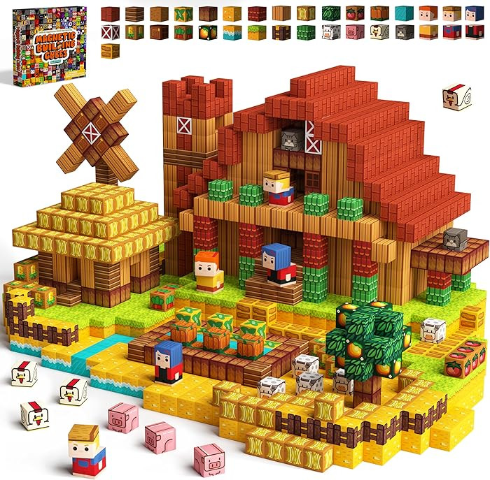 idoot 100PCS Magnetic Blocks Farm Animal Toys, STEM Sensory Building Gifts for Boys and Girls | Amazon (US)