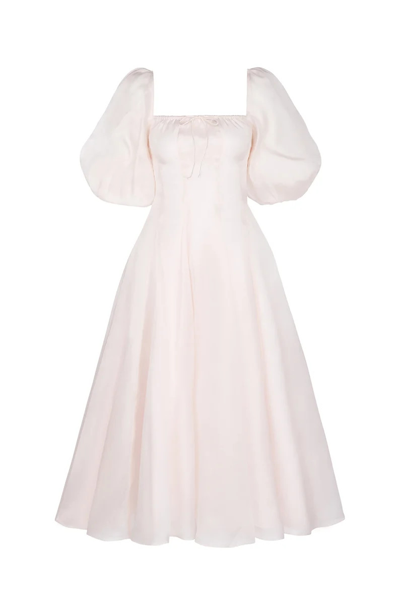 The Strawberry Milk Silk Satin Day Dress | Selkie Collection