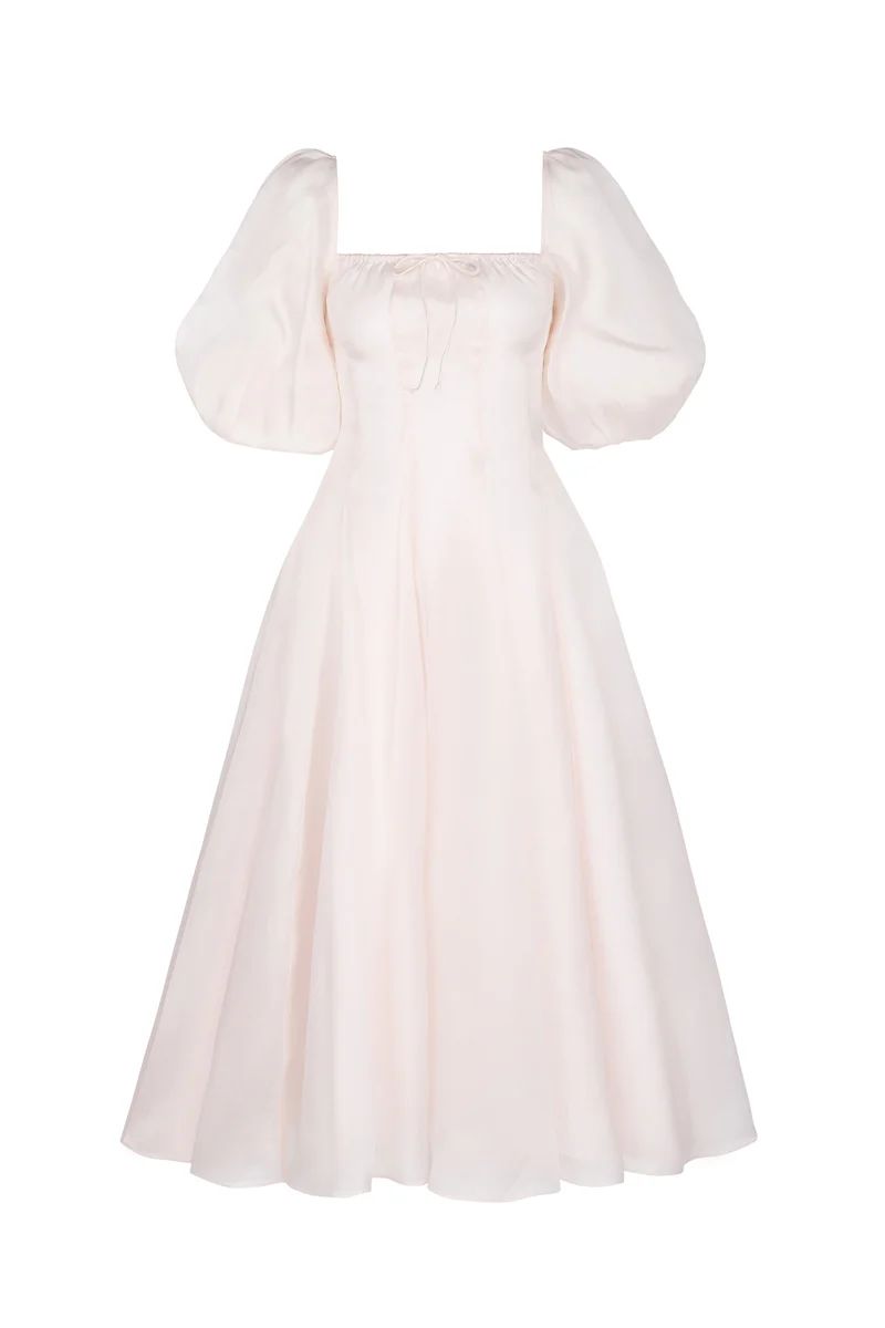 The Strawberry Milk Silk Satin Day Dress | Selkie Collection