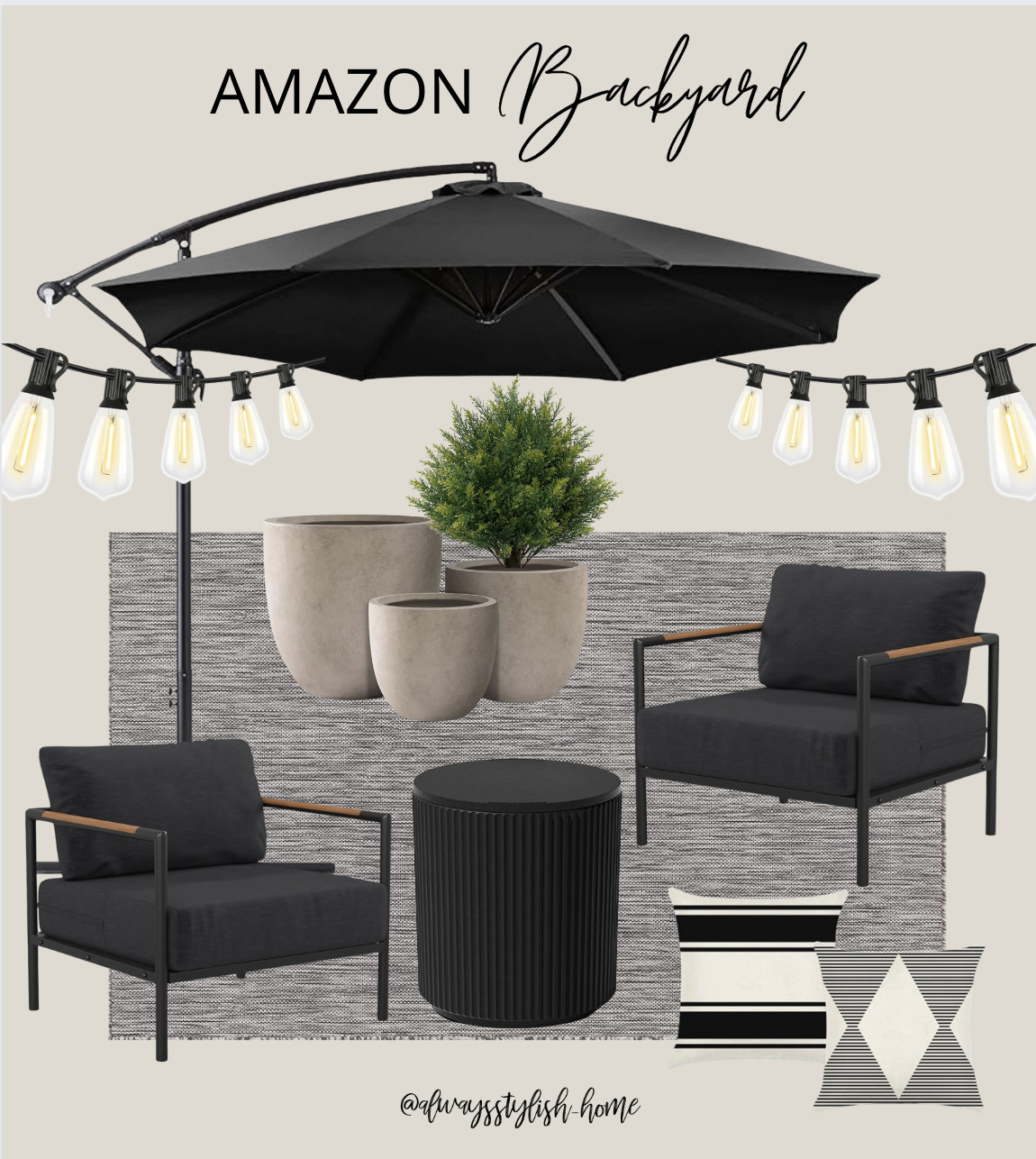 Backyard patio outdoor living. outdoor furniture, accent chairs, cooler side table, planters, ced... | Amazon (US)