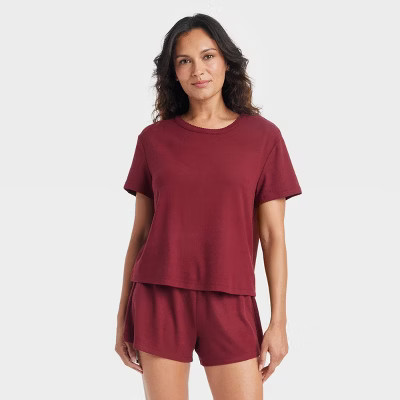 Women's Pointelle Short Sleeve Top and Shorts Pajama Set - Auden™ | Target