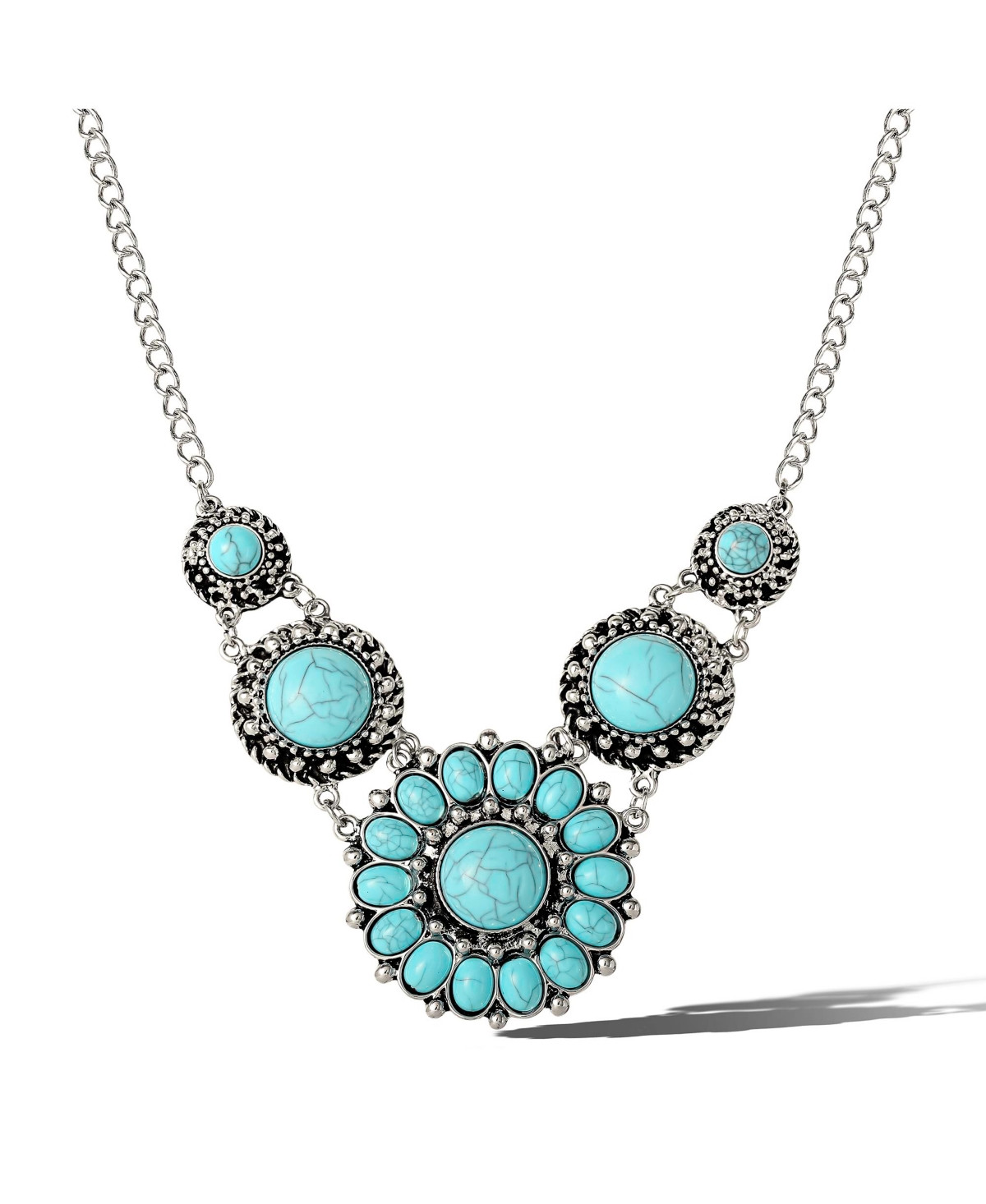 Jessica Simpson Turquoise Statement Necklace - Silver tone, blue | Macy's