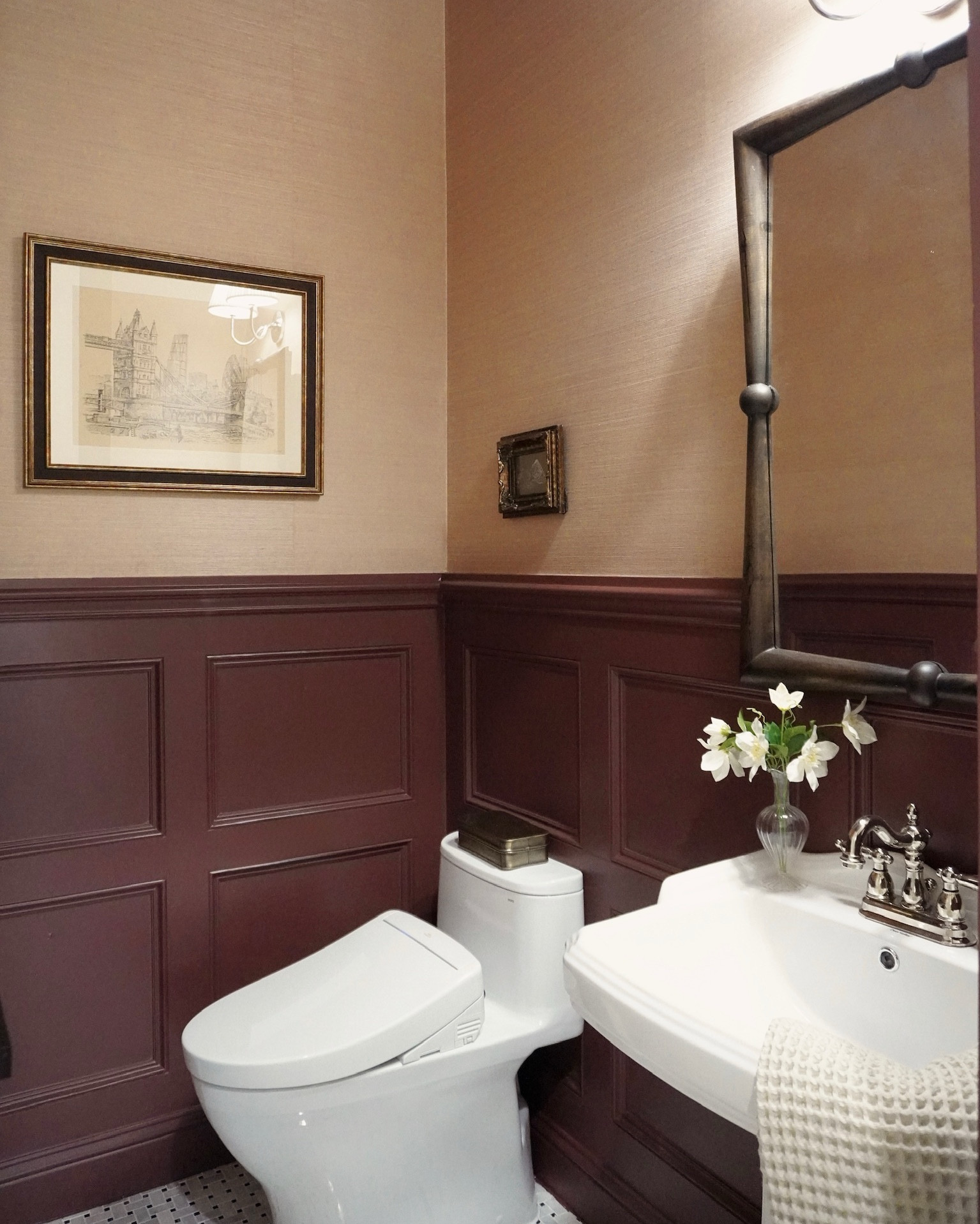 Our powder bathroom reveal!!! Linked as much as I could! 

Paint color: Nicholson red by Benjamin Moore
Art & TP holder: Home goods 

#bathroominspo 

#LTKHome #LTKStyleTip