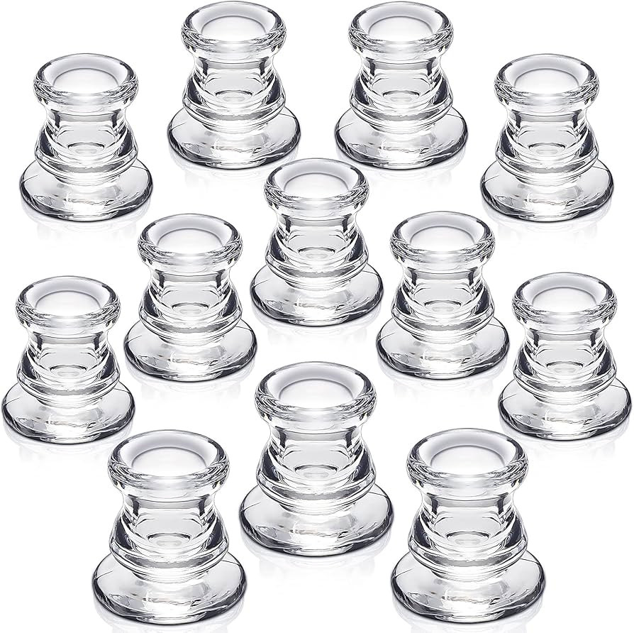 Candlestick Holders Bulk - 12PCS Taper Candle Holders for Table Centerpiece - Thick Glass Candle ... | Amazon (US)