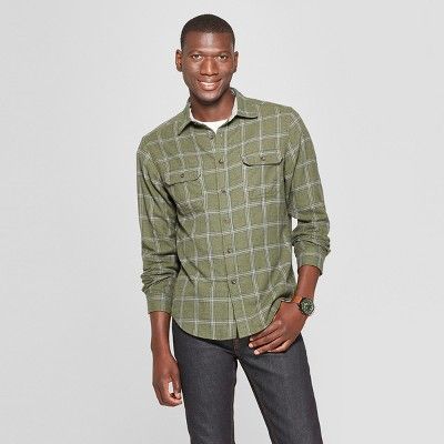 Men's Plaid Standard Fit 2-Pocket Flannel Long Sleeve Button-Down Shirt - Goodfellow & Co™ | Target