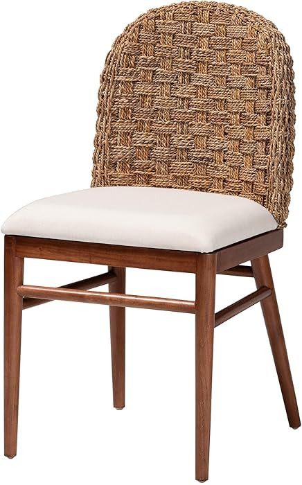 bali & pari Denver Modern Bohemian Walnut Brown Finished Acacia Wood and Seagrass Dining Chair | Amazon (US)