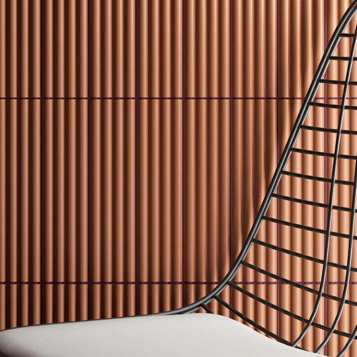 Groove Terra Cotta Deco Matte Ceramic Subway Tile | Tile Club