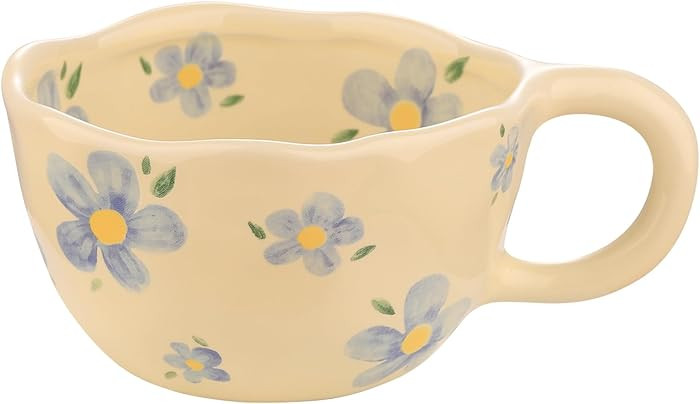 Ceramic Cup, Cute Coffee Mug, Strawberry Mug, Aesthetic Coffee Mug, Retro Flower Mug, Ceramic Tea... | Amazon (US)