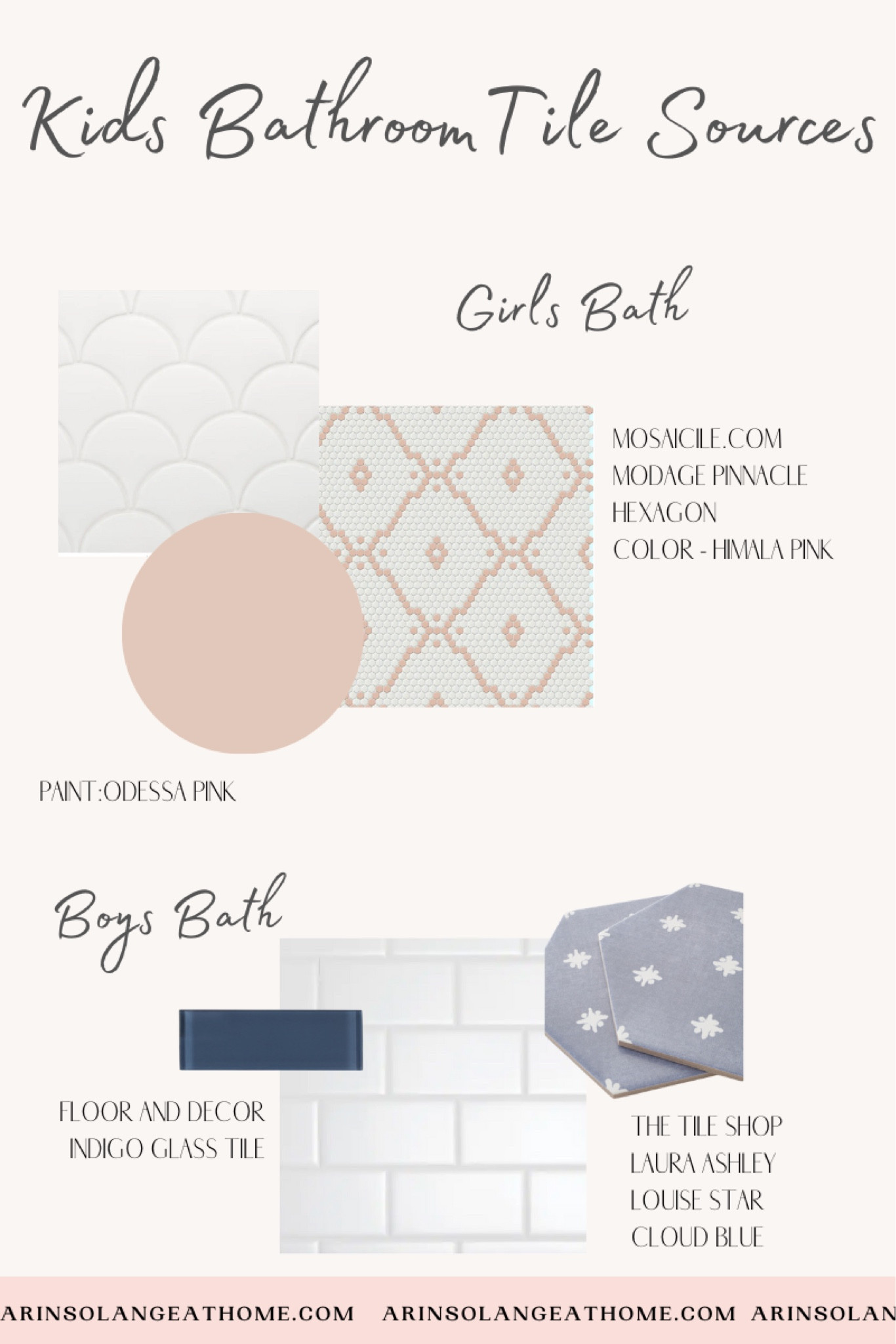 My kids bathroom tile sources. Sources for those that can’t be linked are on the graphic. 

#LTKhome