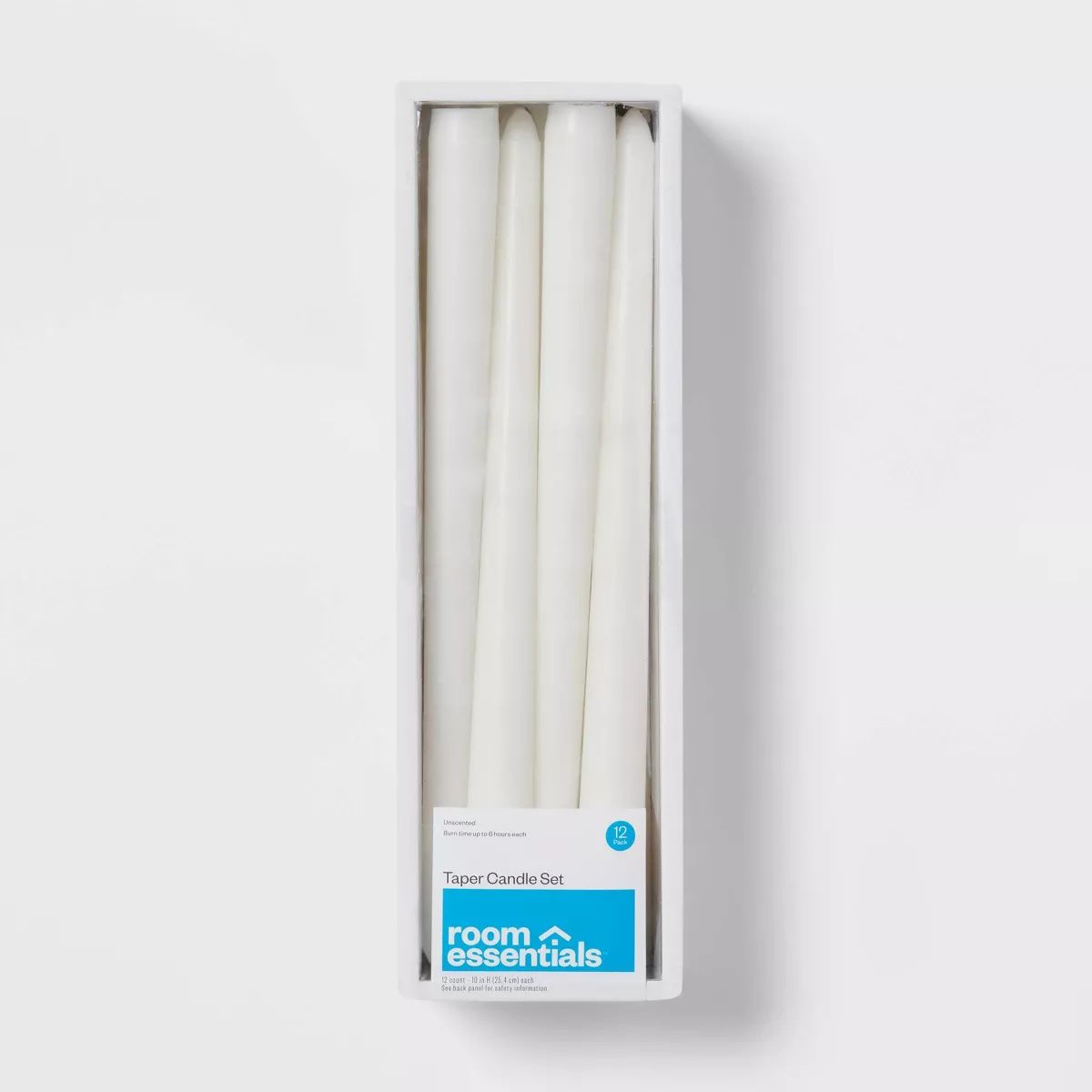 12pk Unscented Taper Candles White - Room Essentials™ | Target