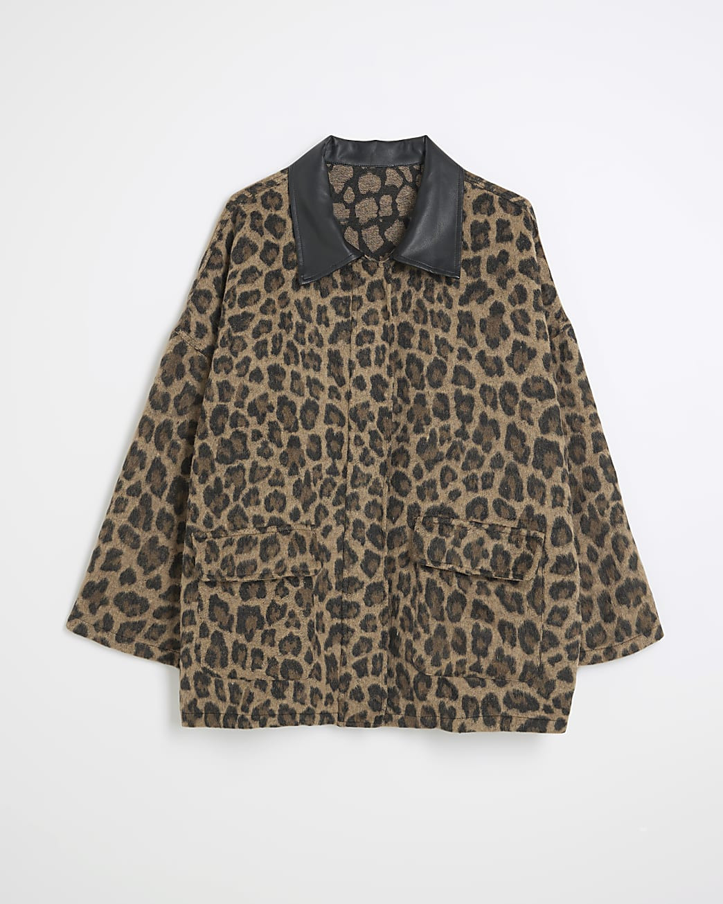 Brown Long Sleeve Leopard Jacket | River Island UK & IE