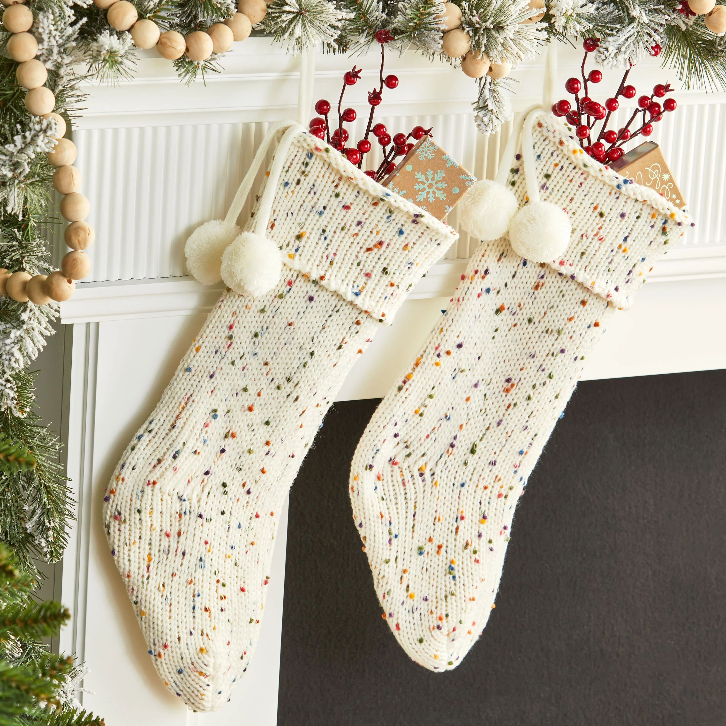 Holiday Time White Stockings, 20", 2 Pack | Walmart (US)