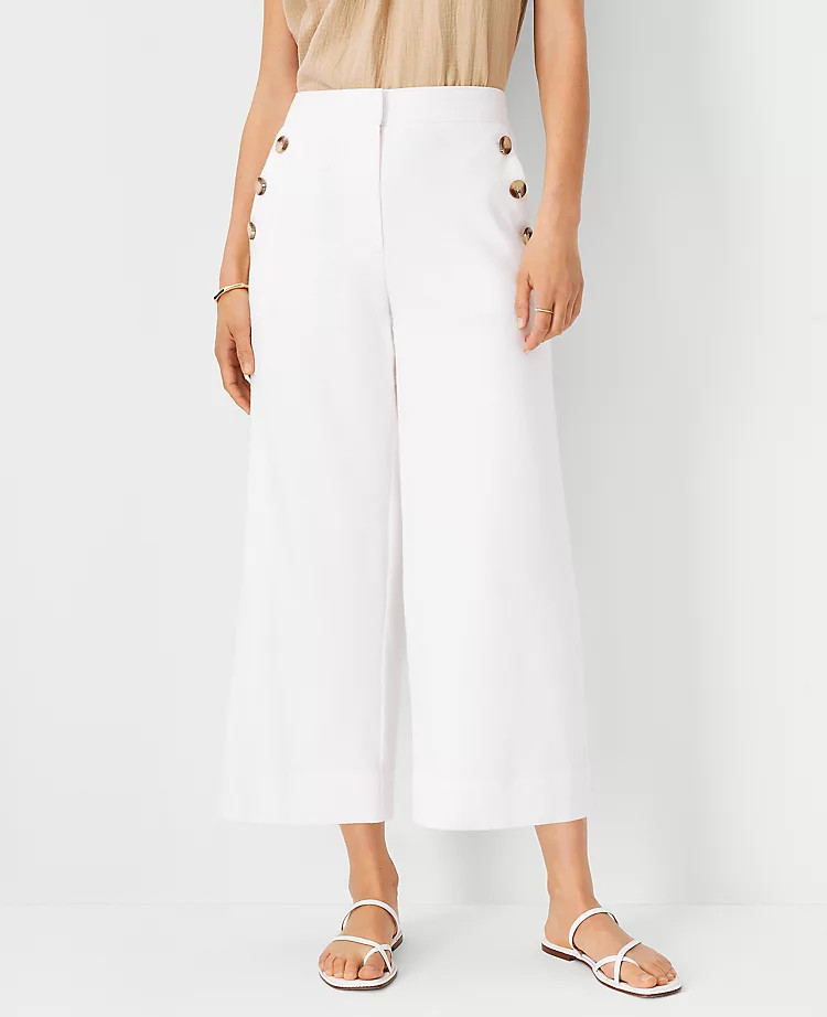 The Sailor Wide Leg Crop Pant in Linen Blend | Ann Taylor | Ann Taylor (US)