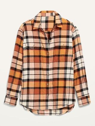 Oversized Plaid Flannel Boyfriend Tunic Shirt for Women | Old Navy (US)