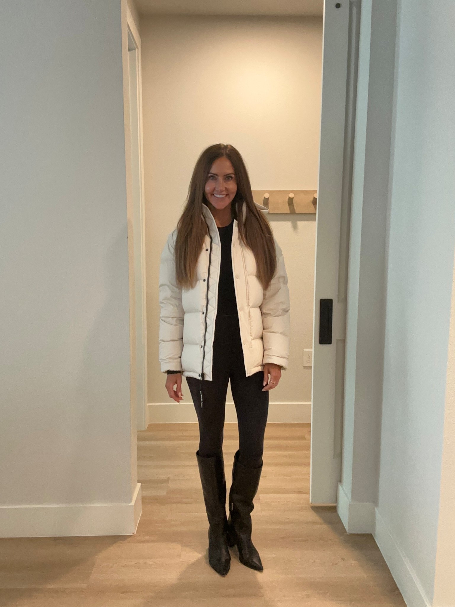 Wearing xxs in matte pearl puffer 🤍

#LTKHoliday #LTKOver40 #LTKSeasonal