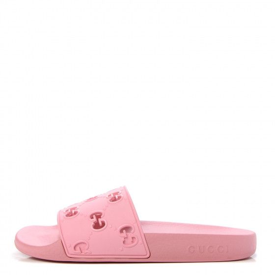 GUCCI Rubber GG Monogram Womens Slide Sandals 39 Rose | Fashionphile