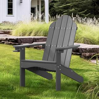 Belinda Gray Recycled Plastic Poly Weather Resistant Outdoor Patio Adirondack Chair For Outdoor Patio Fire Pit | The Home Depot