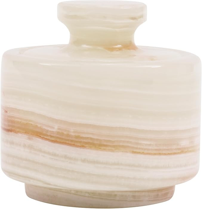 MARBLOUS KRAFTS Marble Salt Cellar 3" Inch White Onyx Salt Holder With Lid for Spice Jar & Stone ... | Amazon (US)
