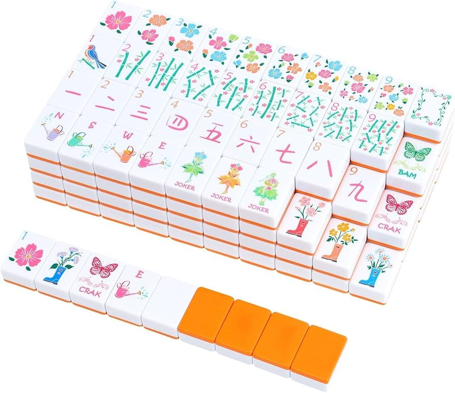 2026 American Mahjong Tile Set, 160 Orange Engraved Melamine Mahjong Tiles with Mahjong Tile Bag ... | Amazon (US)