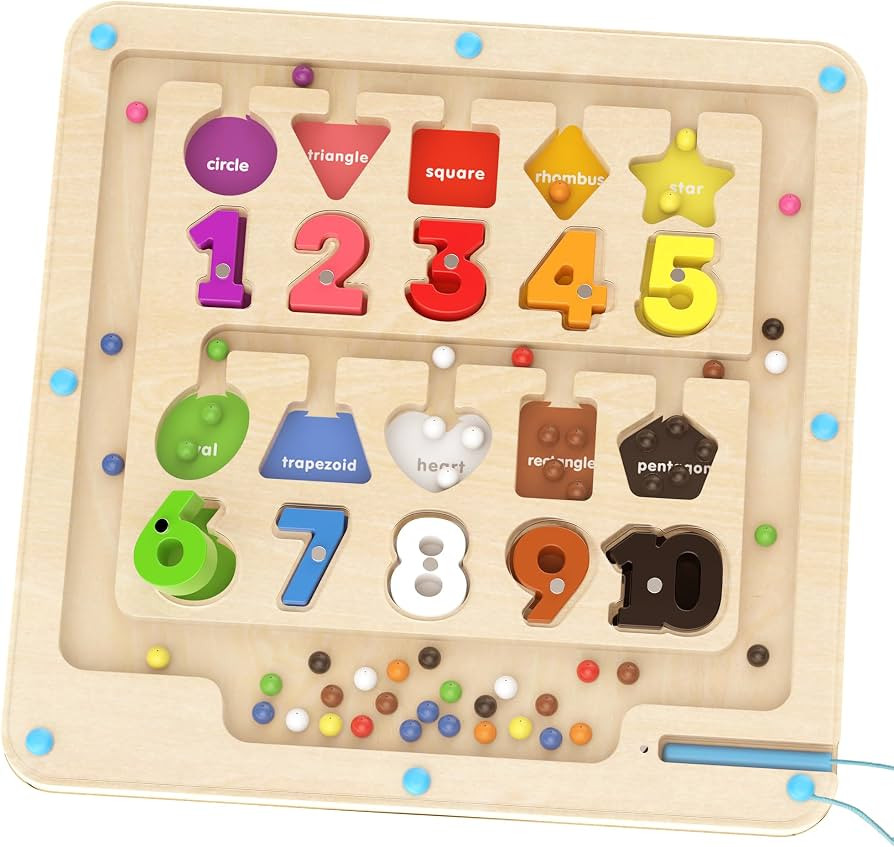 DRQ Magnetic Color and Number Maze - Wooden Color Matching Learning Counting Toddler Puzzle Board... | Amazon (US)